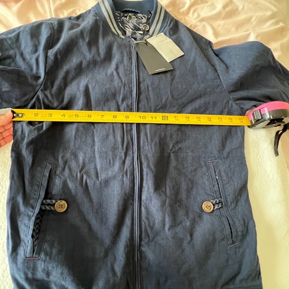 Ted Baker New York mens navy blue bomber jacket size 2 nwt - Picture 8 of 15